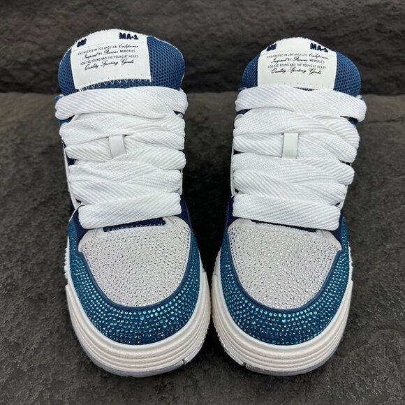 Amiri Crystal-Embellished Leather Sneakers - Picture 3 of 16